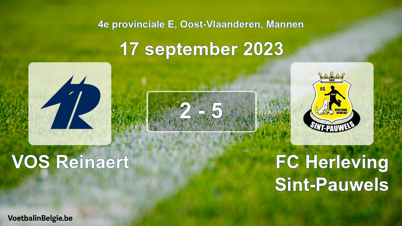 Gespeelde wedstrijd mannenvoetbal: VOS Reinaert - FC Herleving Sint-Pauwels 2 - 5 (17 september 2023)