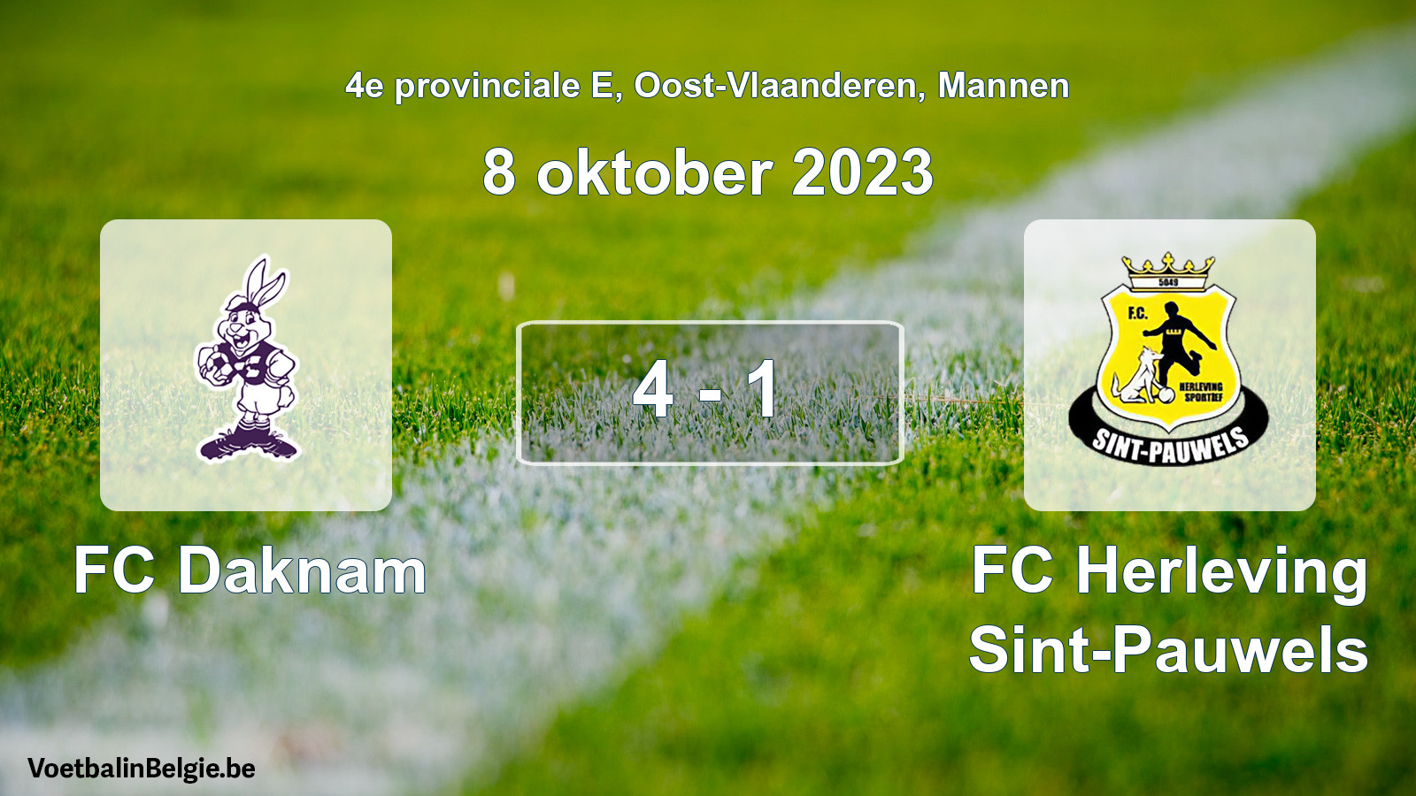 Played match men football: FC Daknam - FC Herleving Sint-Pauwels 4 - 1 (8 October 2023)