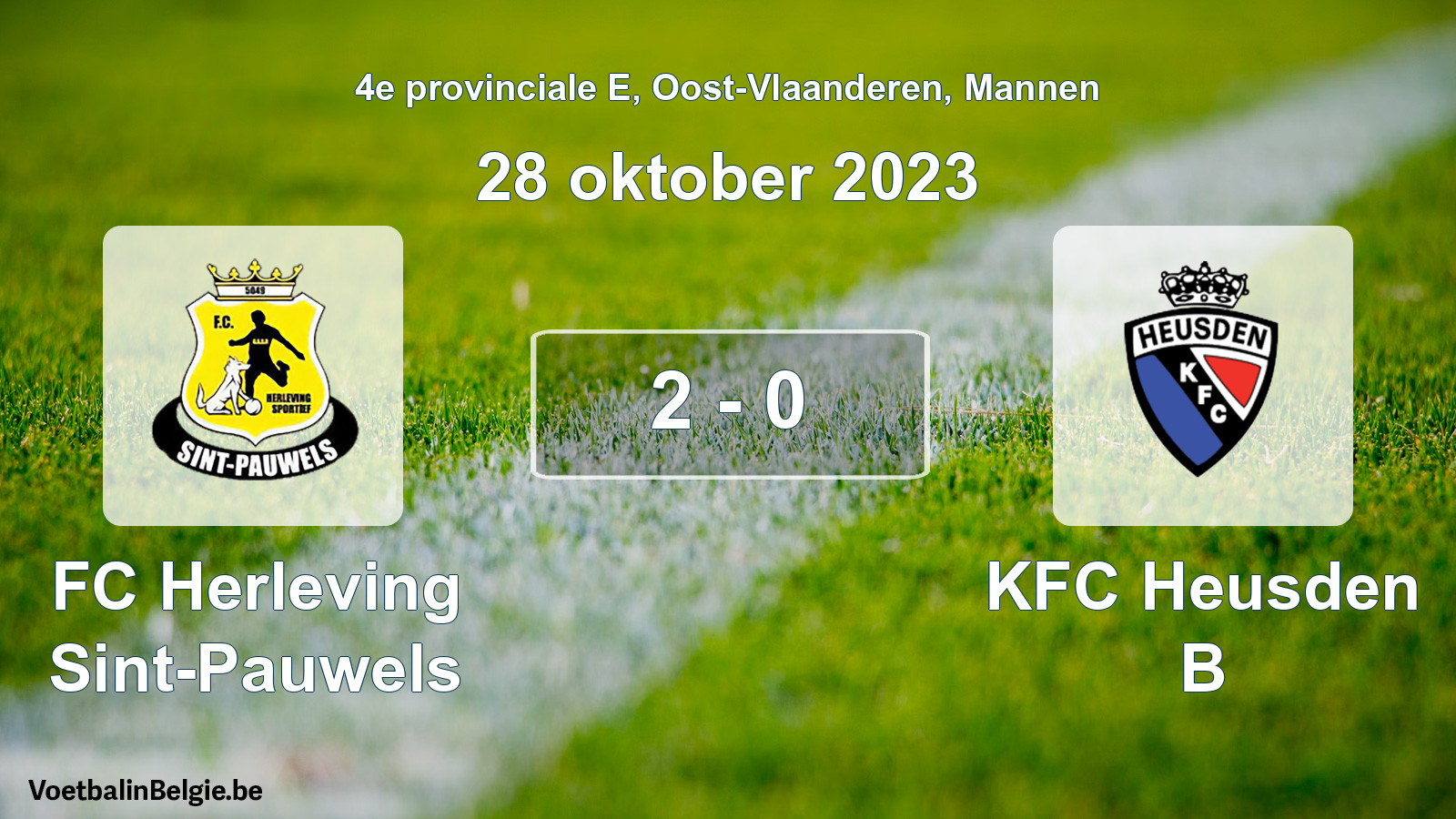 Gespeelde wedstrijd mannenvoetbal: FC Herleving Sint-Pauwels - KFC Heusden B 2 - 0 (28 oktober 2023)