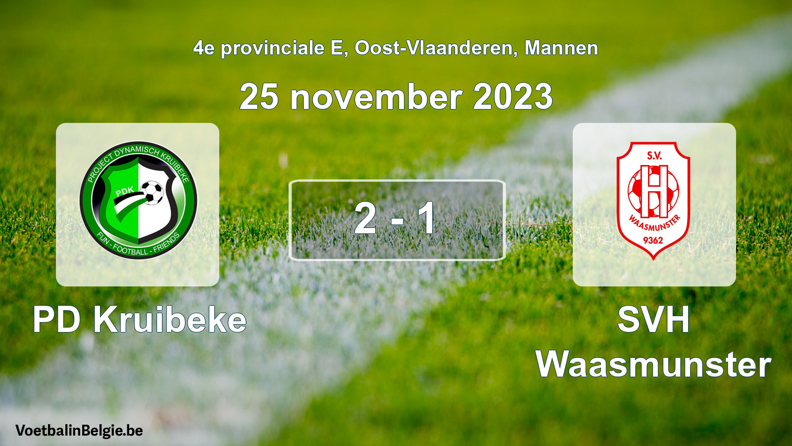 Gespeelde wedstrijd mannenvoetbal: PD Kruibeke - SVH Waasmunster 2 - 1 (25 november 2023)