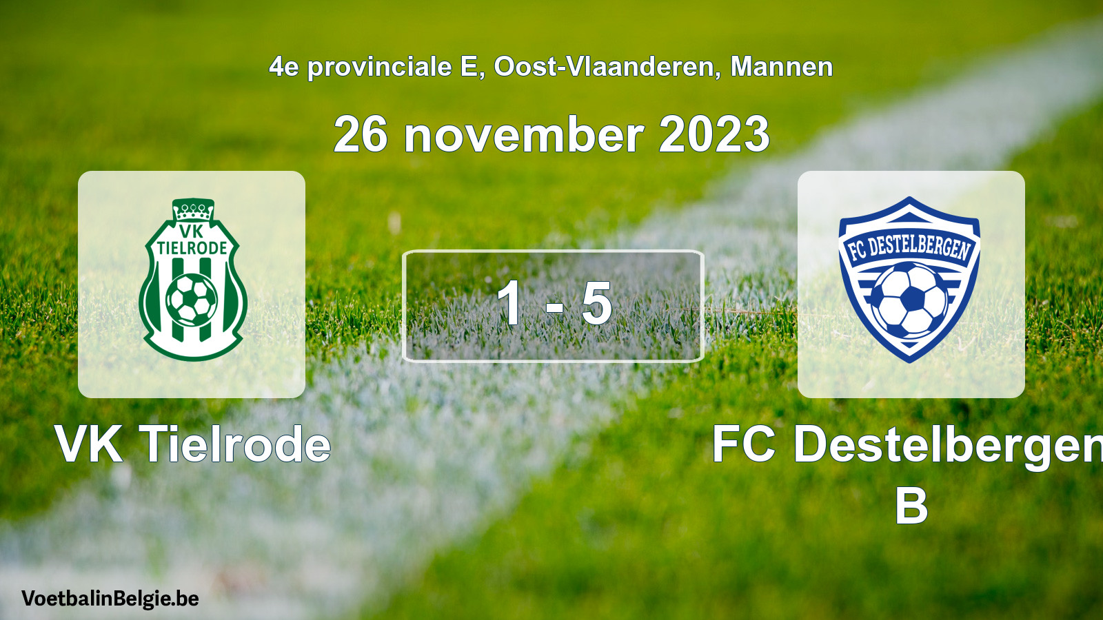 Gespeelde wedstrijd mannenvoetbal: VK Tielrode - FC Destelbergen B 1 - 5 (26 november 2023)