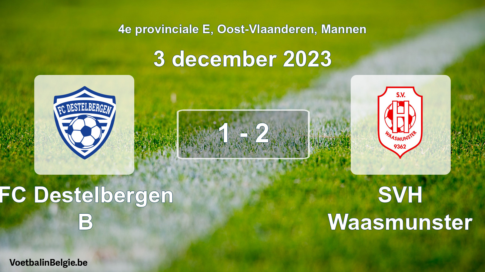 Gespeelde wedstrijd mannenvoetbal: FC Destelbergen B - SVH Waasmunster 1 - 2 (3 december 2023)