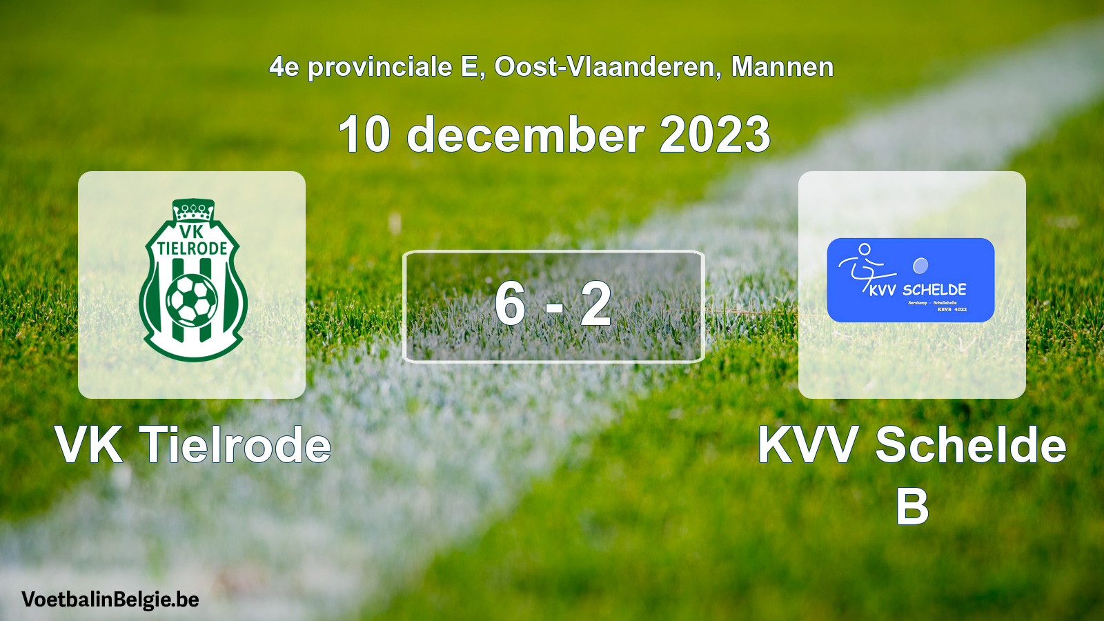 Gespeelde wedstrijd mannenvoetbal: VK Tielrode - KVV Schelde B 6 - 2 (10 december 2023)