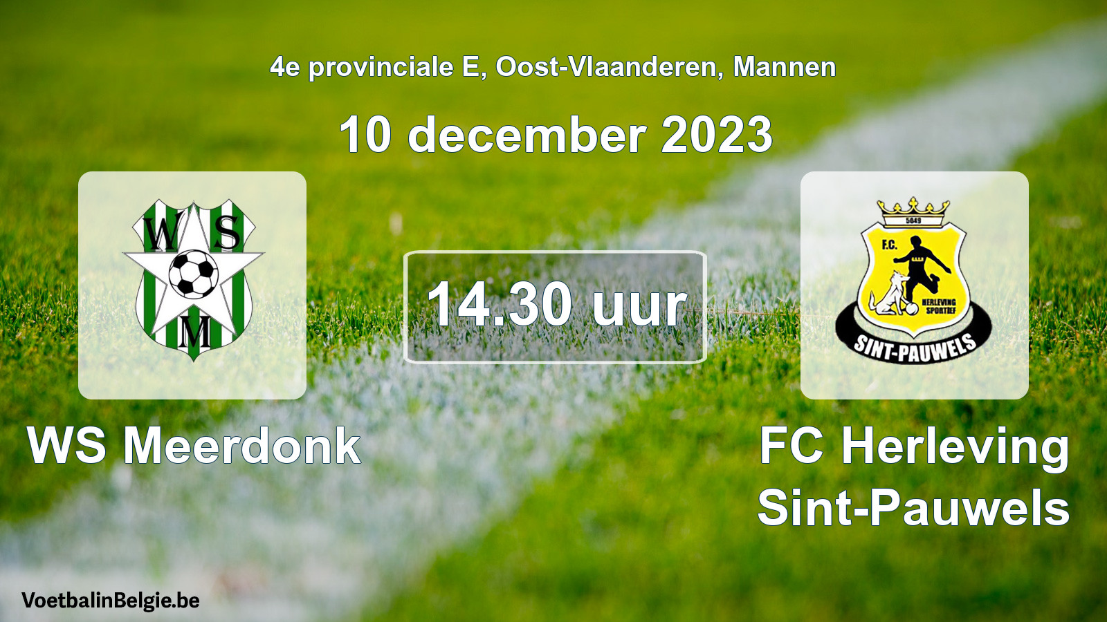 Scheduled match men football: WS Meerdonk - FC Herleving Sint-Pauwels (10 December 2023)