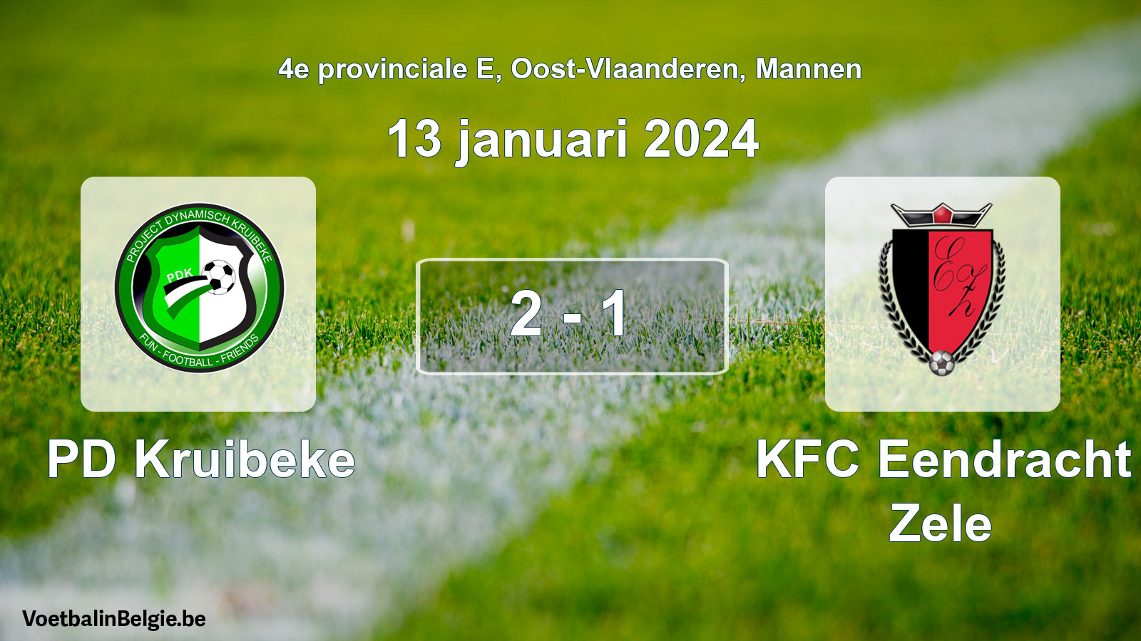 Gespeelde wedstrijd mannenvoetbal: PD Kruibeke - KFC Eendracht Zele 2 - 1 (13 januari 2024)