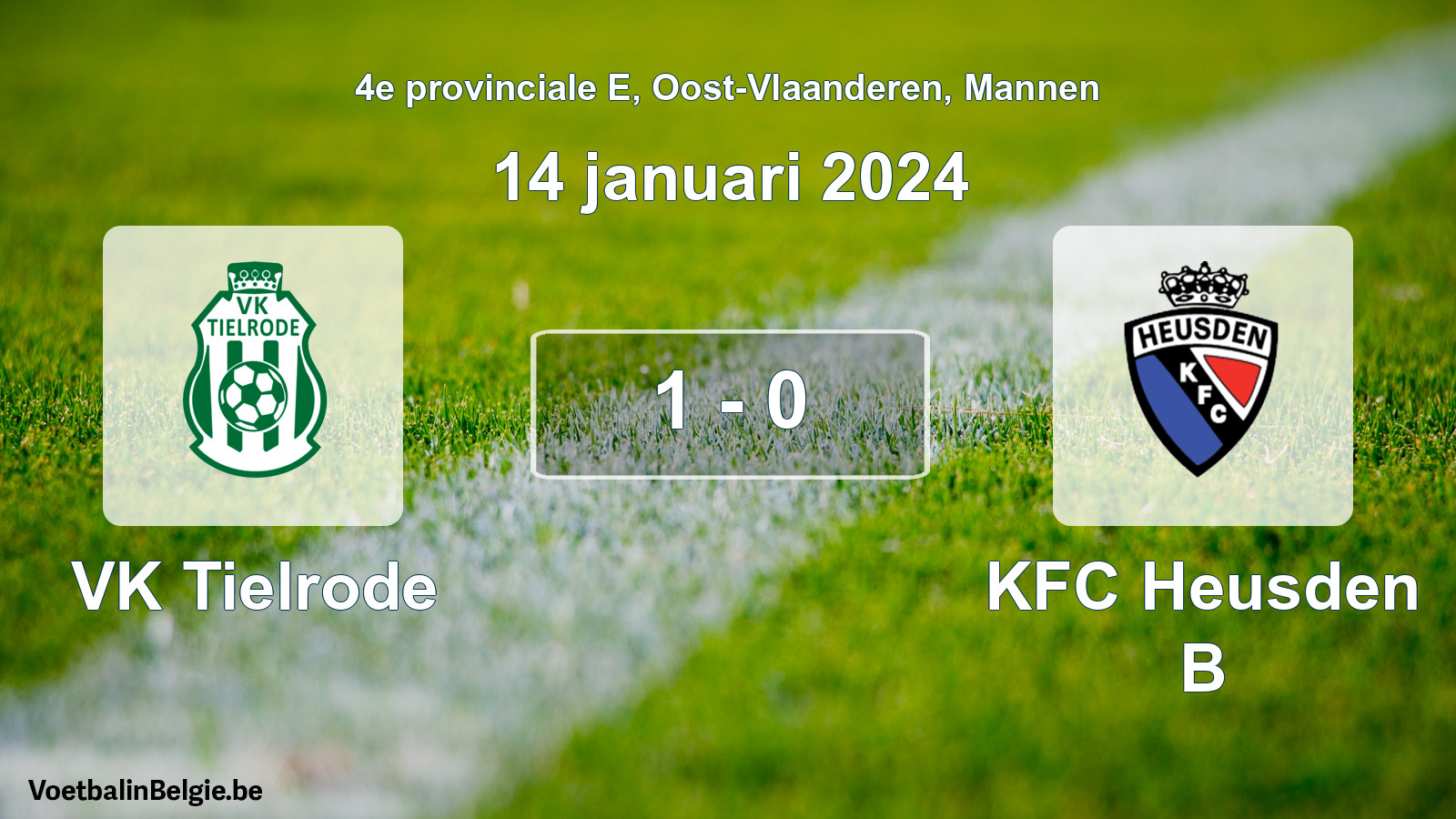 Gespeelde wedstrijd mannenvoetbal: VK Tielrode - KFC Heusden B 1 - 0 (14 januari 2024)