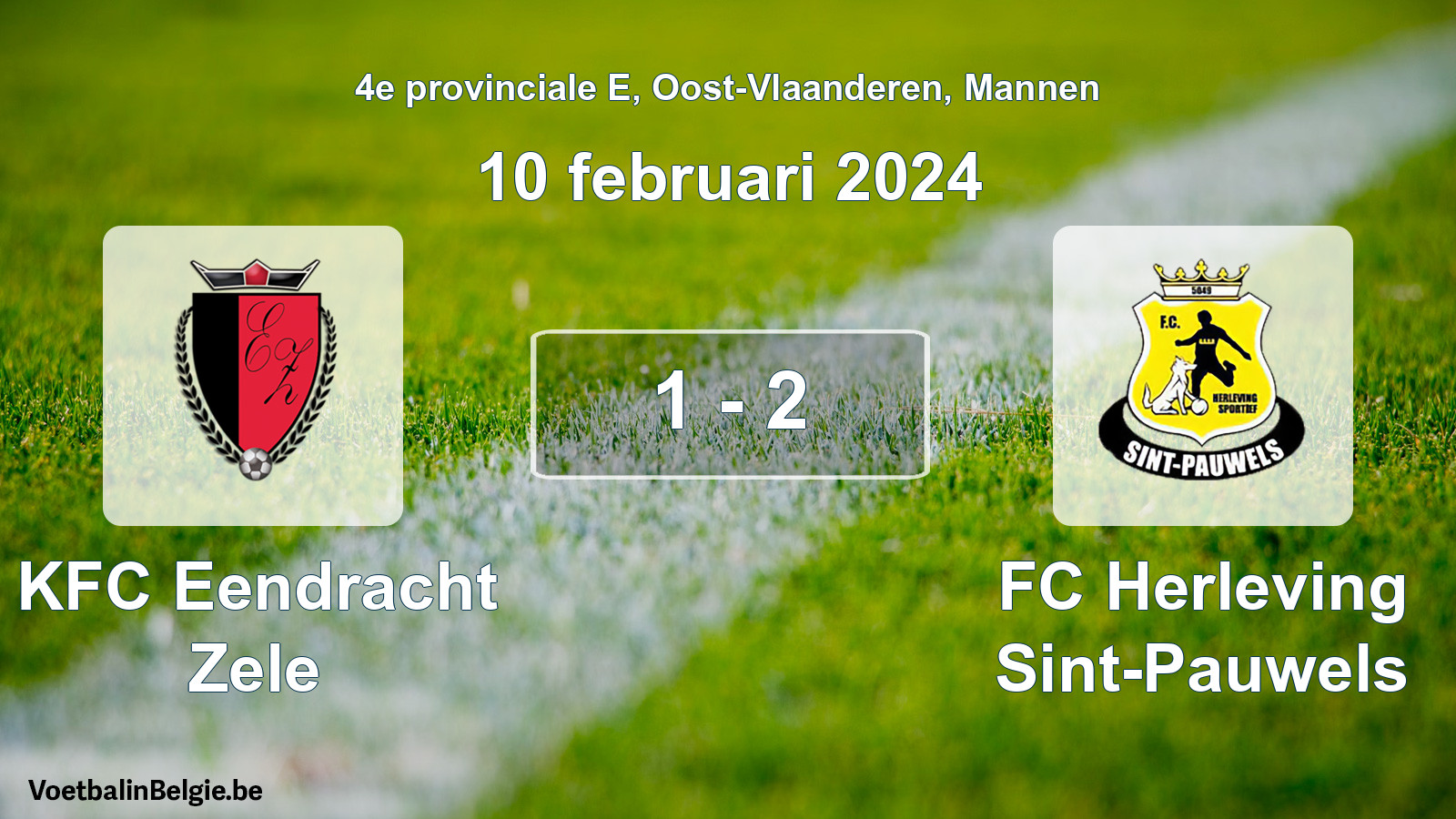 Gespeelde wedstrijd mannenvoetbal: KFC Eendracht Zele - FC Herleving Sint-Pauwels 1 - 2 (10 februari 2024)