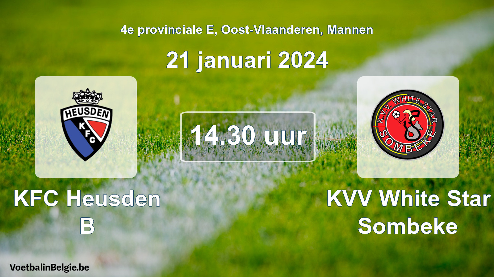 Geplantes Spiel männer-Fußball: KFC Heusden B - KVV White Star Sombeke (21 Januar 2024)