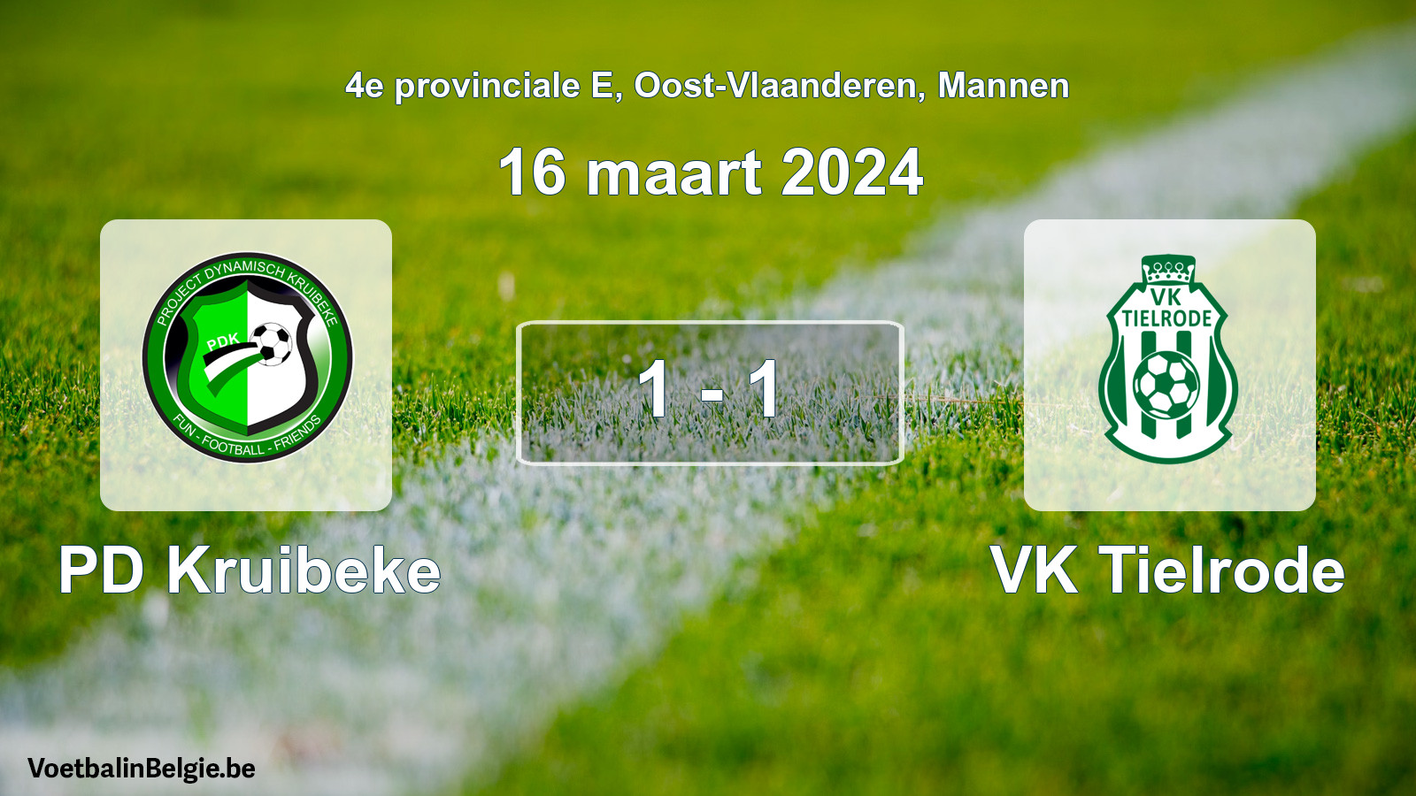 Gespeelde wedstrijd mannenvoetbal: PD Kruibeke - VK Tielrode 1 - 1 (16 maart 2024)