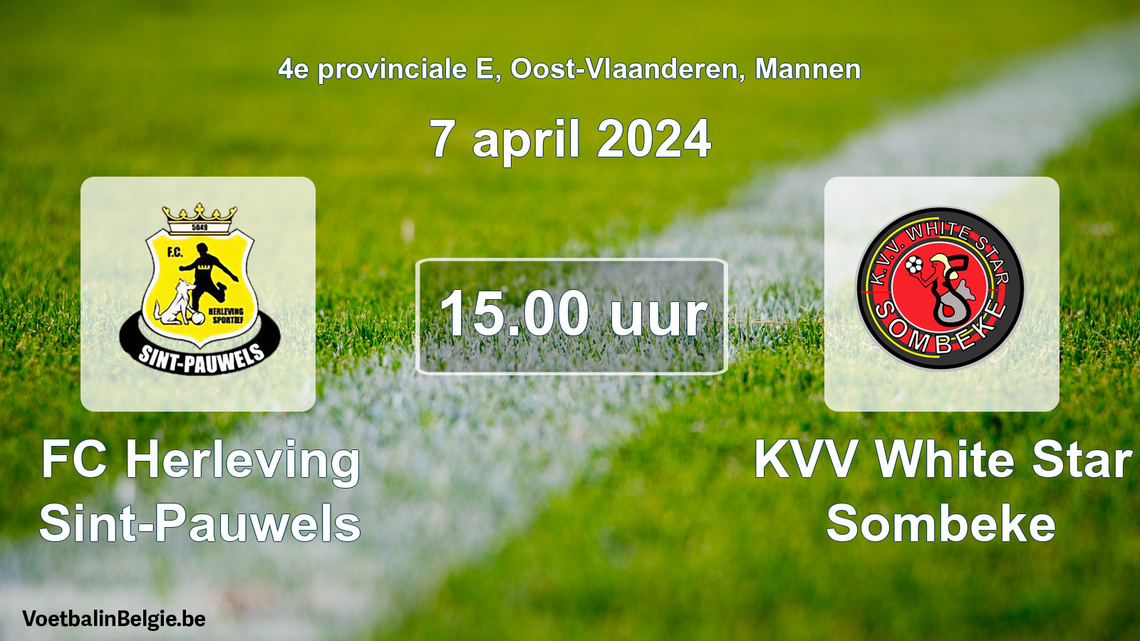 Geplande wedstrijd mannenvoetbal: FC Herleving Sint-Pauwels - KVV White Star Sombeke (7 april 2024)