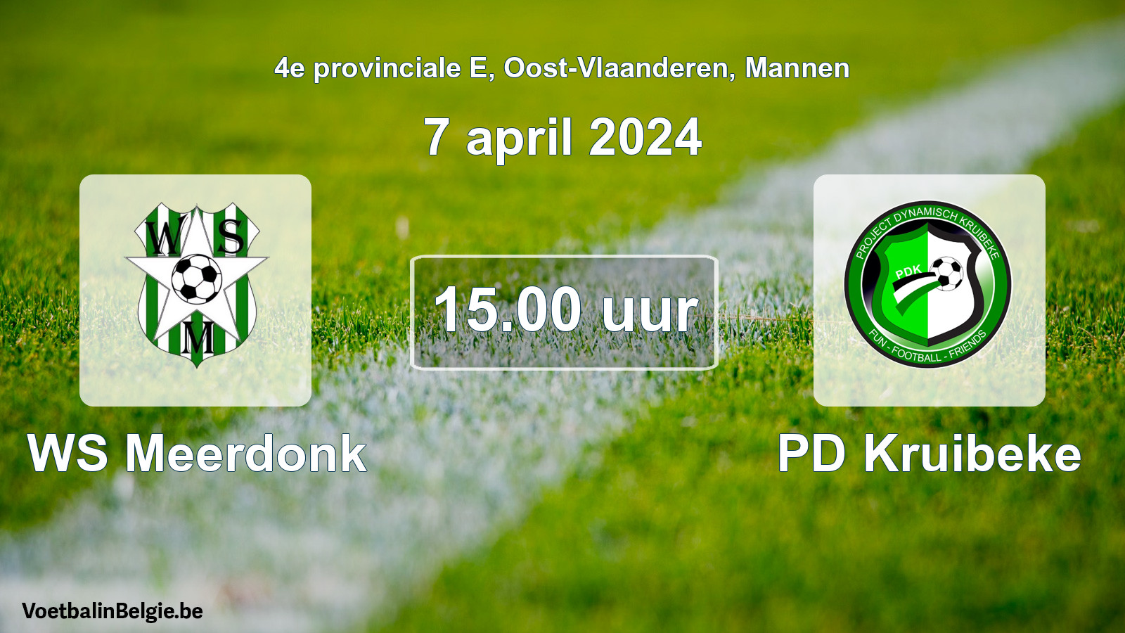 Match prévu football hommes: WS Meerdonk - PD Kruibeke (7 avril 2024)