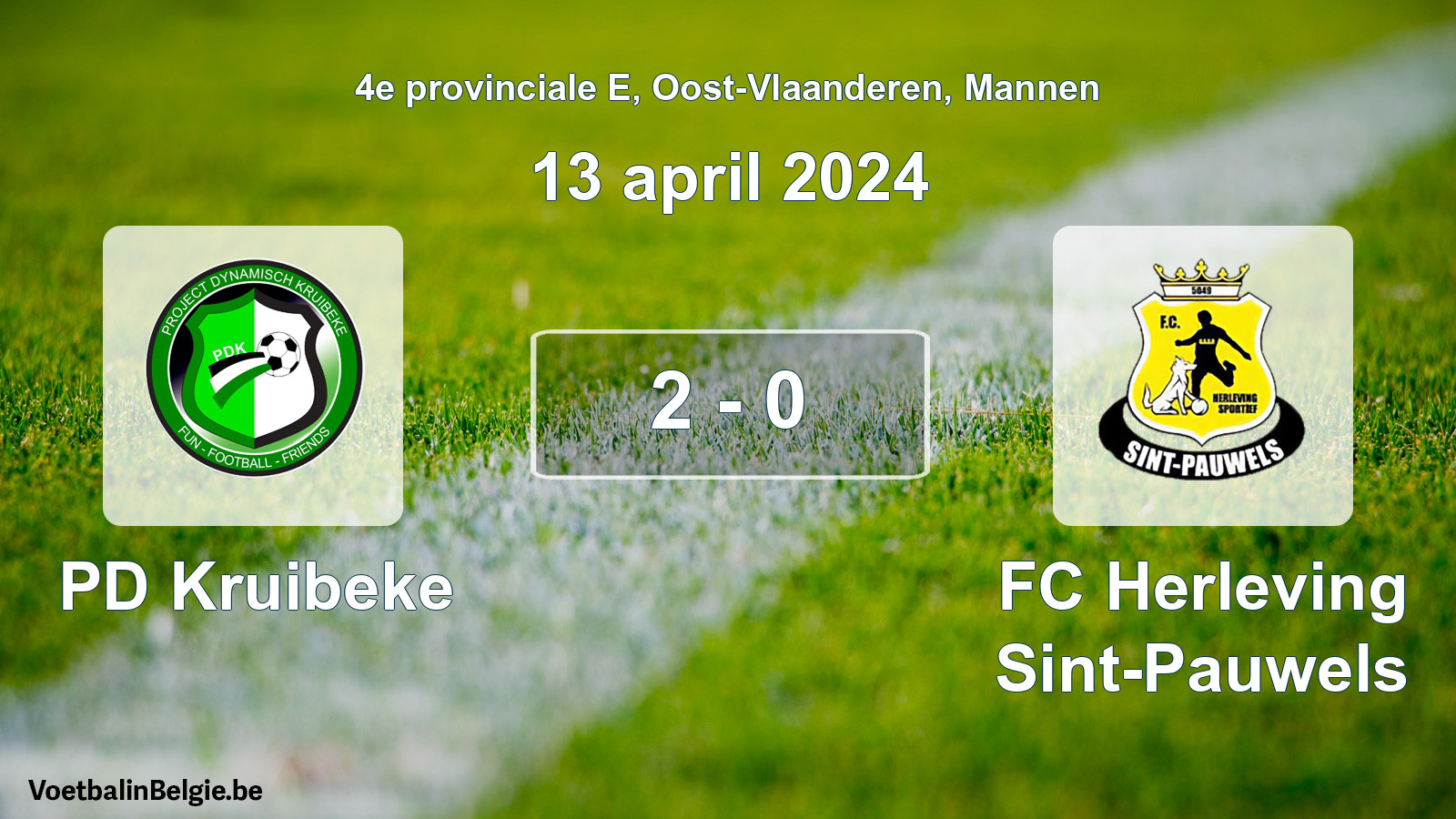 Gespeelde wedstrijd mannenvoetbal: PD Kruibeke - FC Herleving Sint-Pauwels 2 - 0 (13 april 2024)