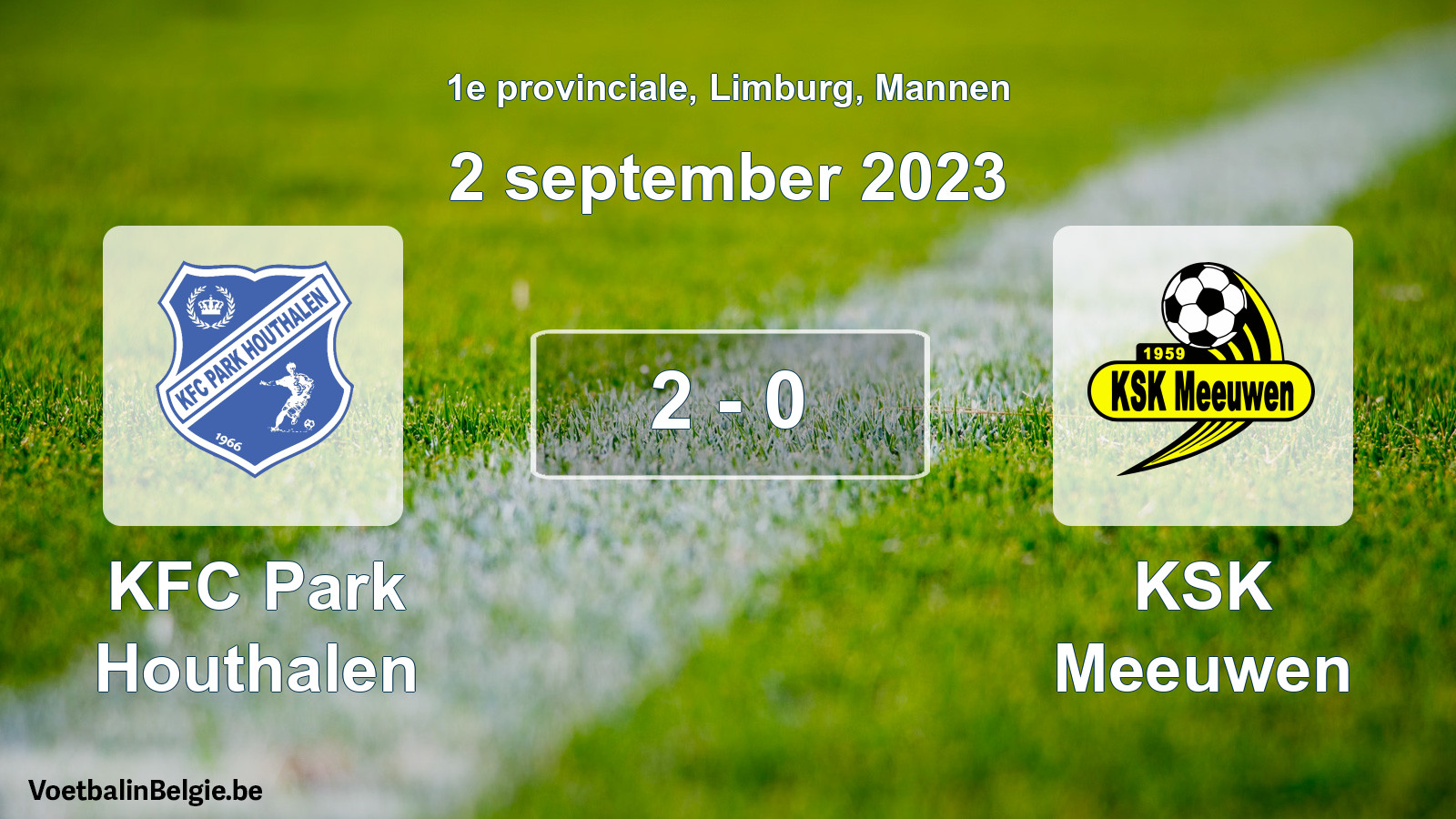 Gespeelde wedstrijd mannenvoetbal: KFC Park Houthalen - KSK Meeuwen 2 - 0 (2 september 2023)