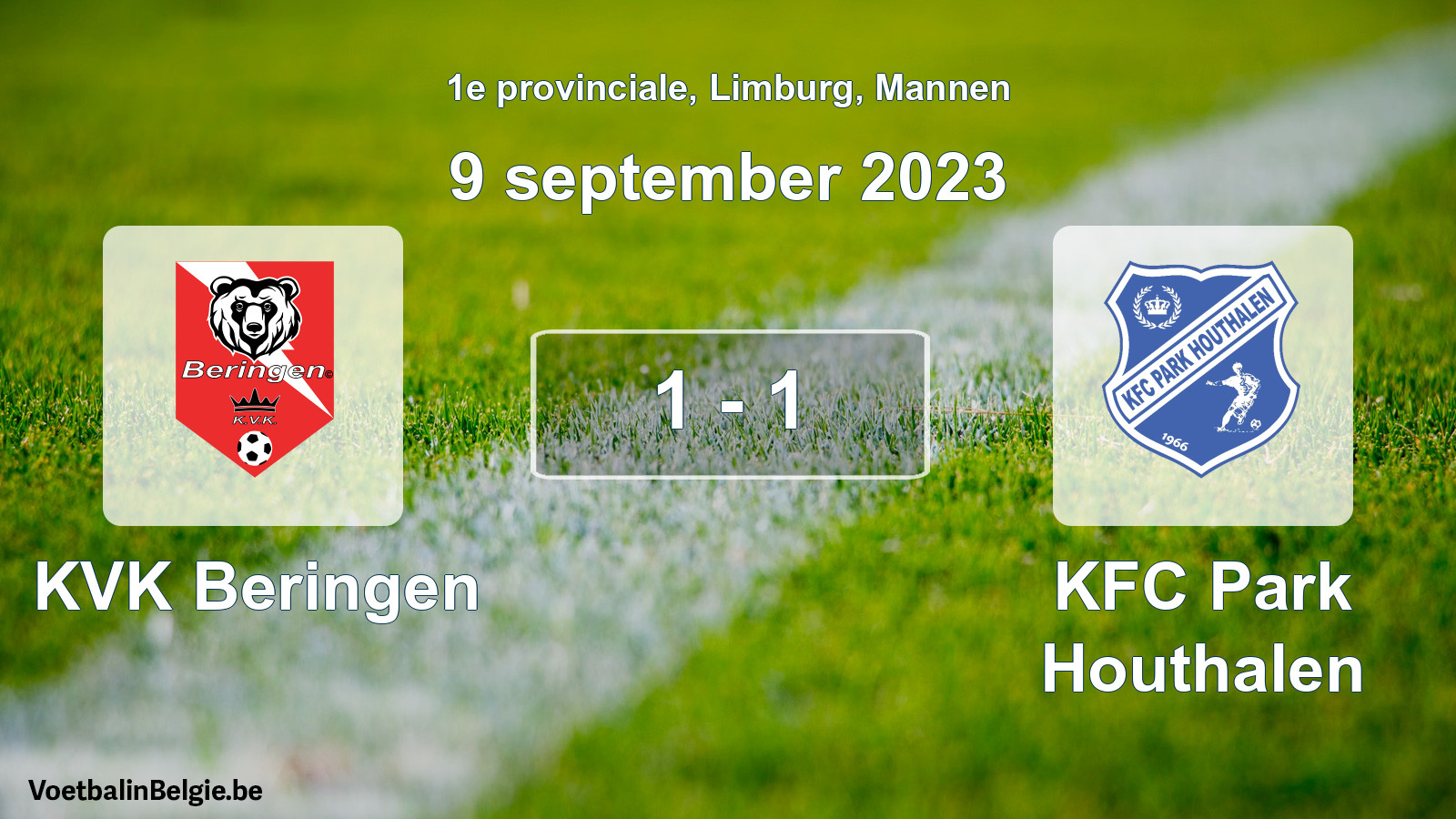 Gespeelde wedstrijd mannenvoetbal: KVK Beringen - KFC Park Houthalen 1 - 1 (9 september 2023)