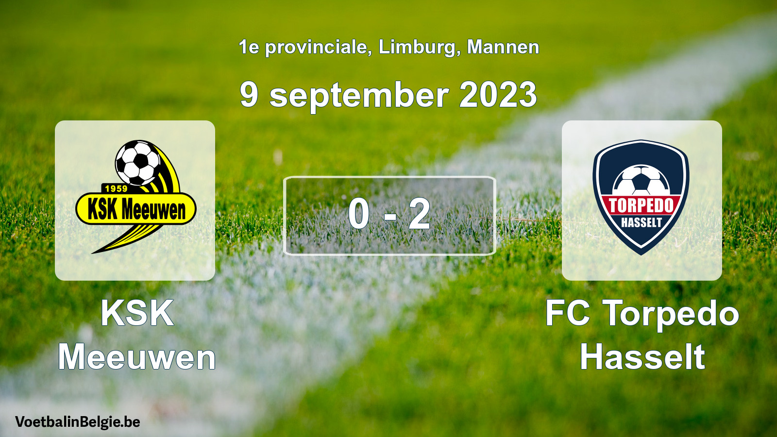 Gespeelde wedstrijd mannenvoetbal: KSK Meeuwen - FC Torpedo Hasselt 0 - 2 (9 september 2023)