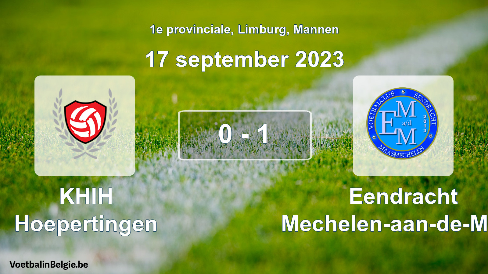 Gespeelde wedstrijd mannenvoetbal: KHIH Hoepertingen - Eendracht Mechelen-aan-de-Maas 0 - 1 (17 september 2023)