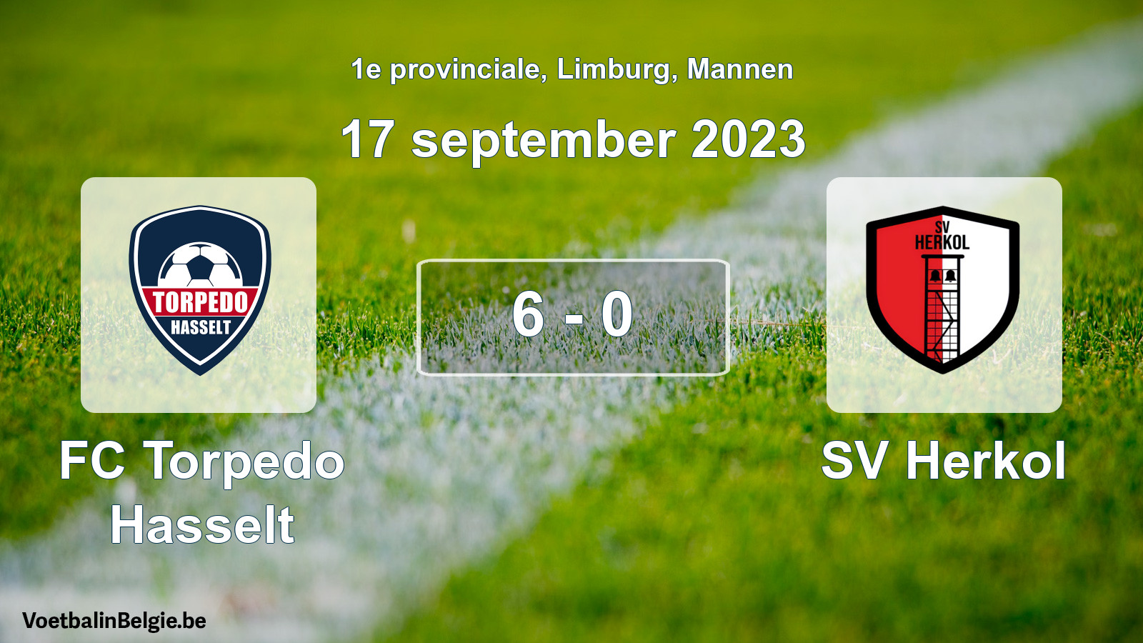 Gespeelde wedstrijd mannenvoetbal: FC Torpedo Hasselt - SV Herkol 6 - 0 (17 september 2023)