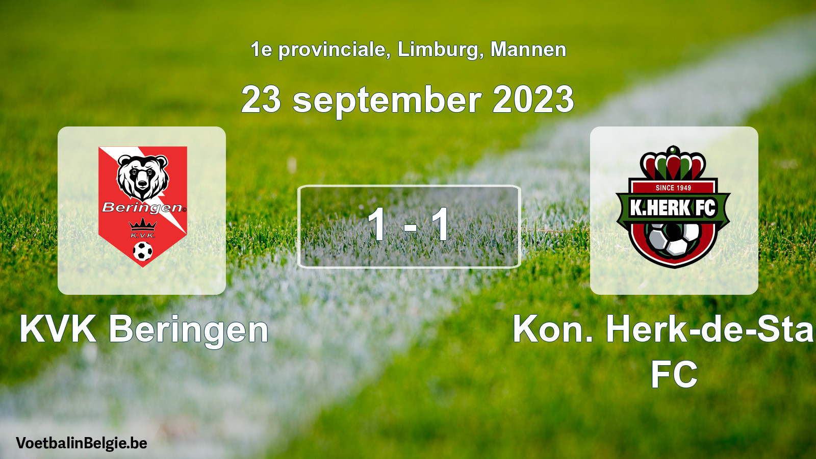 Played match men football: KVK Beringen - Kon. Herk-de-Stad FC 1 - 1 (23 September 2023)