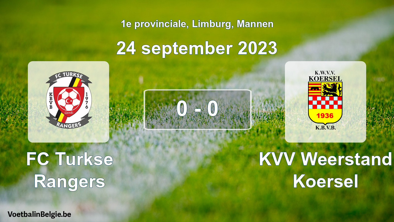Gespeelde wedstrijd mannenvoetbal: FC Turkse Rangers - KVV Weerstand Koersel 0 - 0 (24 september 2023)