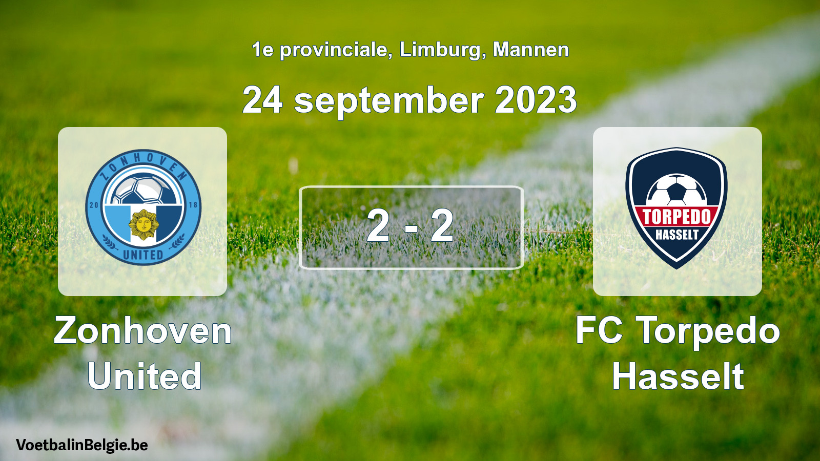 Gespeelde wedstrijd mannenvoetbal: Zonhoven United - FC Torpedo Hasselt 2 - 2 (24 september 2023)