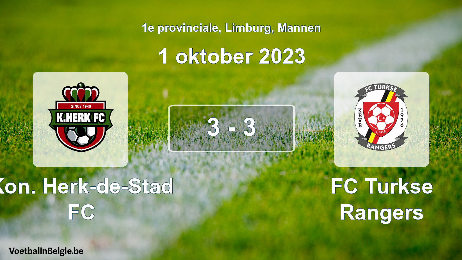 Gespeelde wedstrijd mannenvoetbal: Kon. Herk-de-Stad FC - FC Turkse Rangers 3 - 3 (1 oktober 2023)