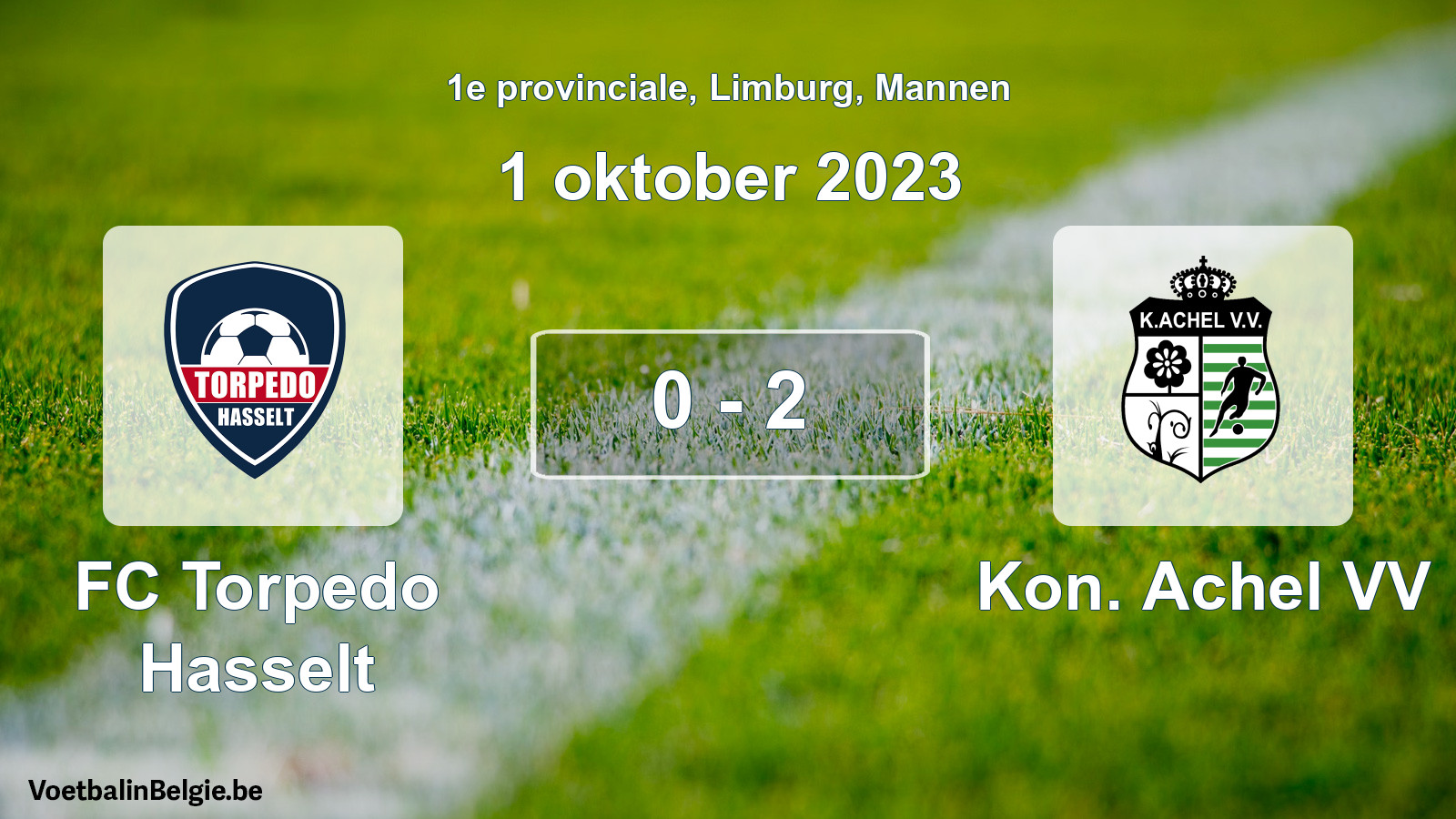 Gespeelde wedstrijd mannenvoetbal: FC Torpedo Hasselt - Kon. Achel VV 0 - 2 (1 oktober 2023)