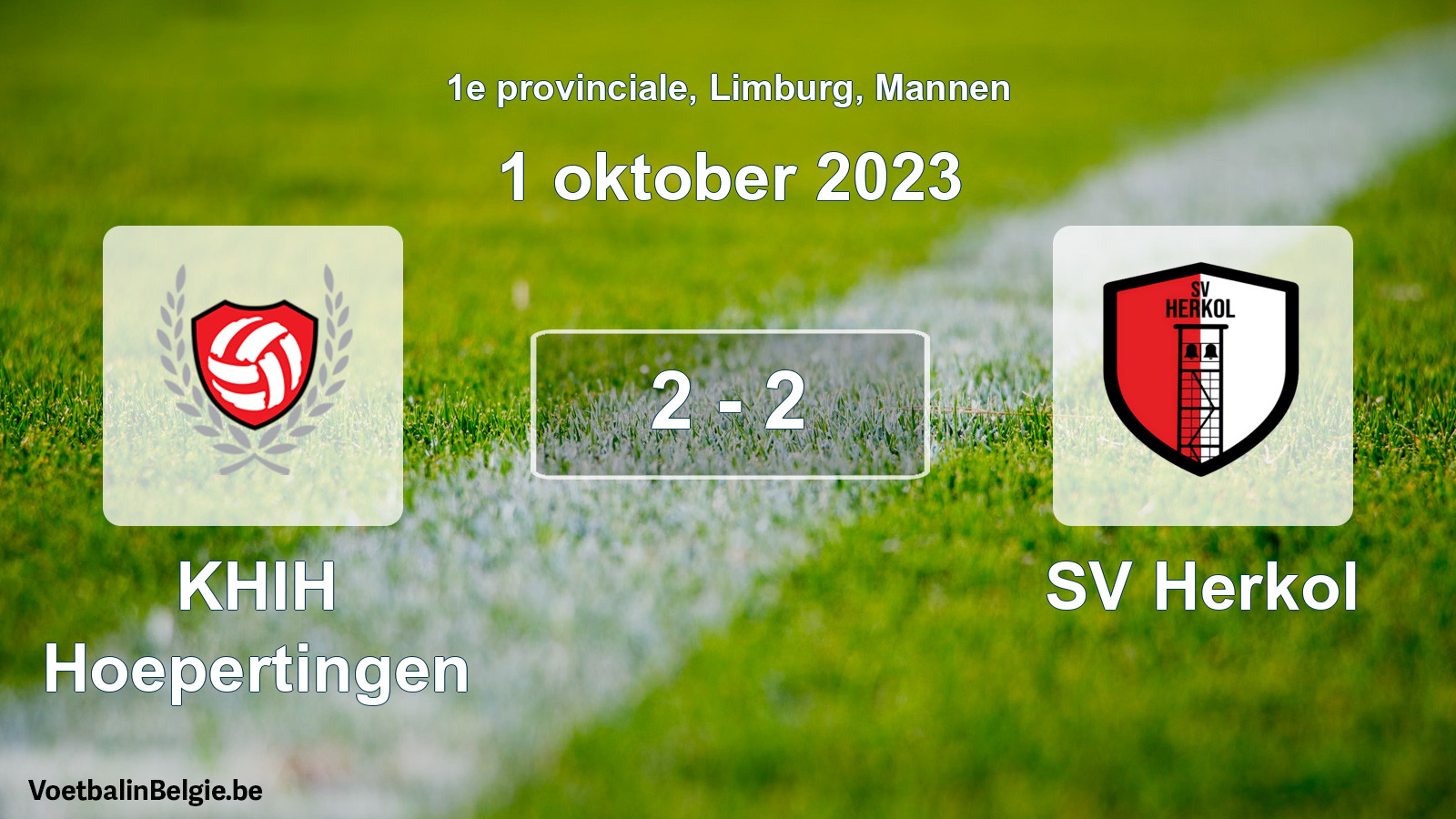 Gespeelde wedstrijd mannenvoetbal: KHIH Hoepertingen - SV Herkol 2 - 2 (1 oktober 2023)