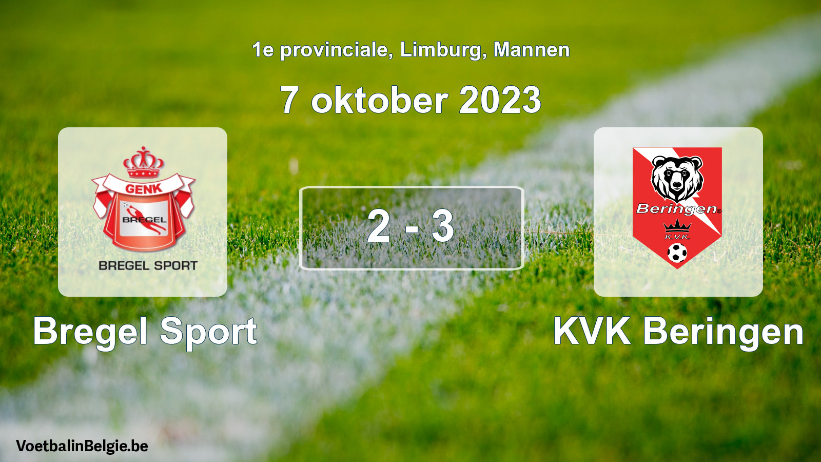 Gespeelde wedstrijd mannenvoetbal: Bregel Sport - KVK Beringen 2 - 3 (7 oktober 2023)