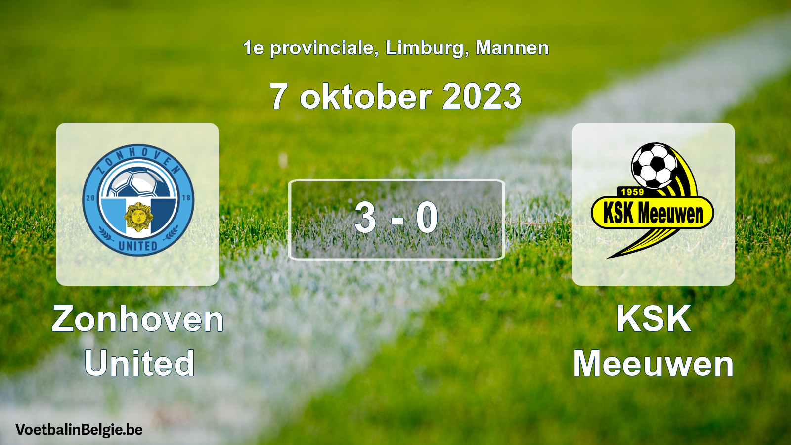Played match men football: Zonhoven United - KSK Meeuwen 3 - 0 (7 October 2023)