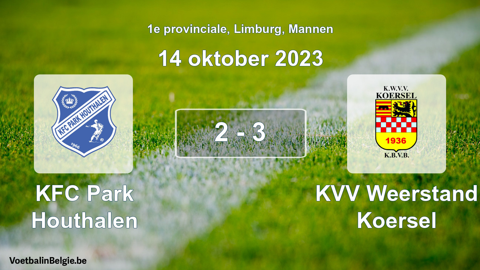 Gespeelde wedstrijd mannenvoetbal: KFC Park Houthalen - KVV Weerstand Koersel 2 - 3 (14 oktober 2023)