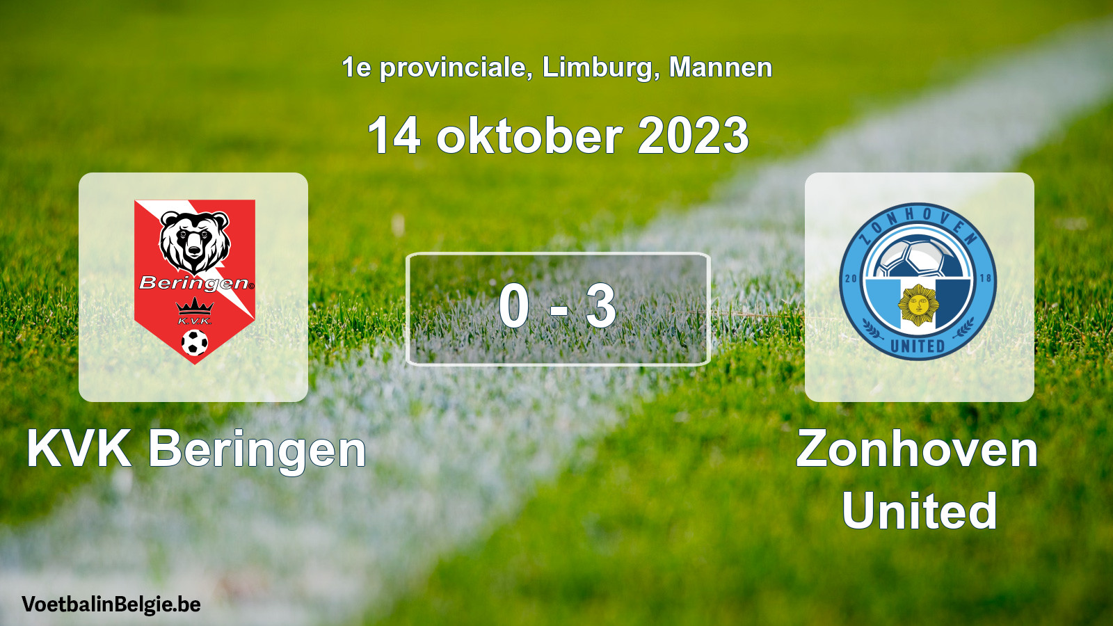 Gespeelde wedstrijd mannenvoetbal: KVK Beringen - Zonhoven United 0 - 3 (14 oktober 2023)