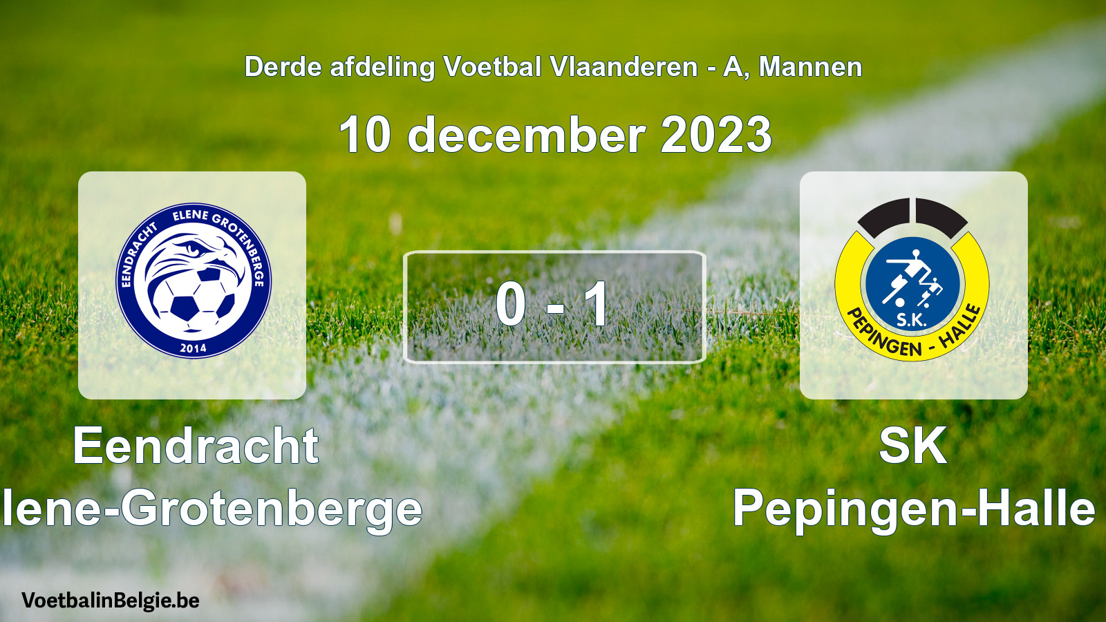 Gespeelde wedstrijd mannenvoetbal: Eendracht Elene-Grotenberge - SK Pepingen-Halle 0 - 1 (10 december 2023)