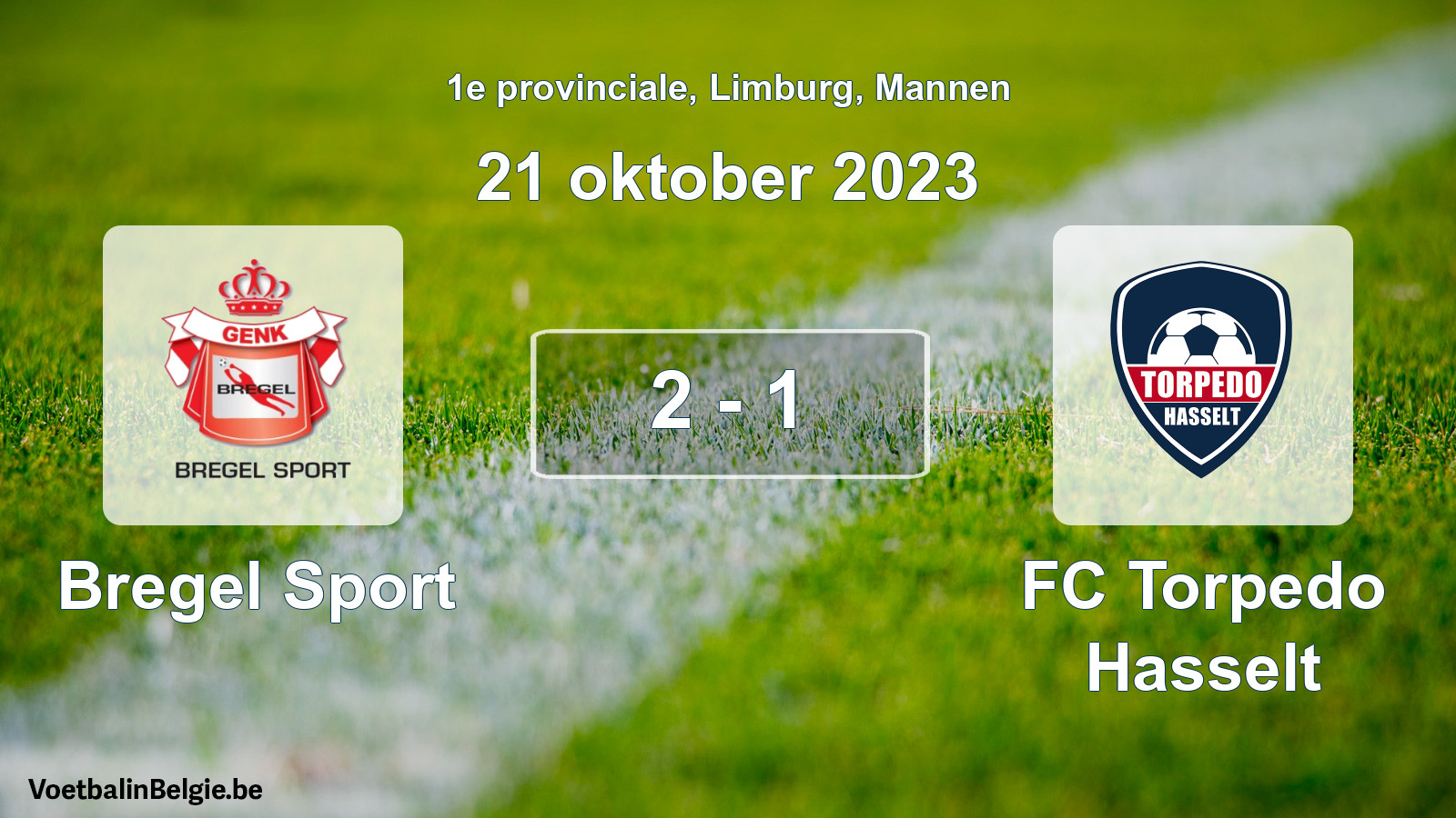 Played match men football: Bregel Sport - FC Torpedo Hasselt 2 - 1 (21 October 2023)