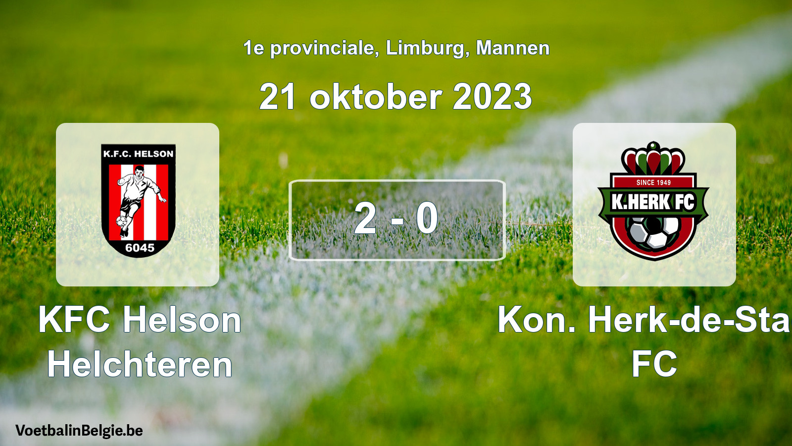 Gespeelde wedstrijd mannenvoetbal: KFC Helson Helchteren - Kon. Herk-de-Stad FC 2 - 0 (21 oktober 2023)