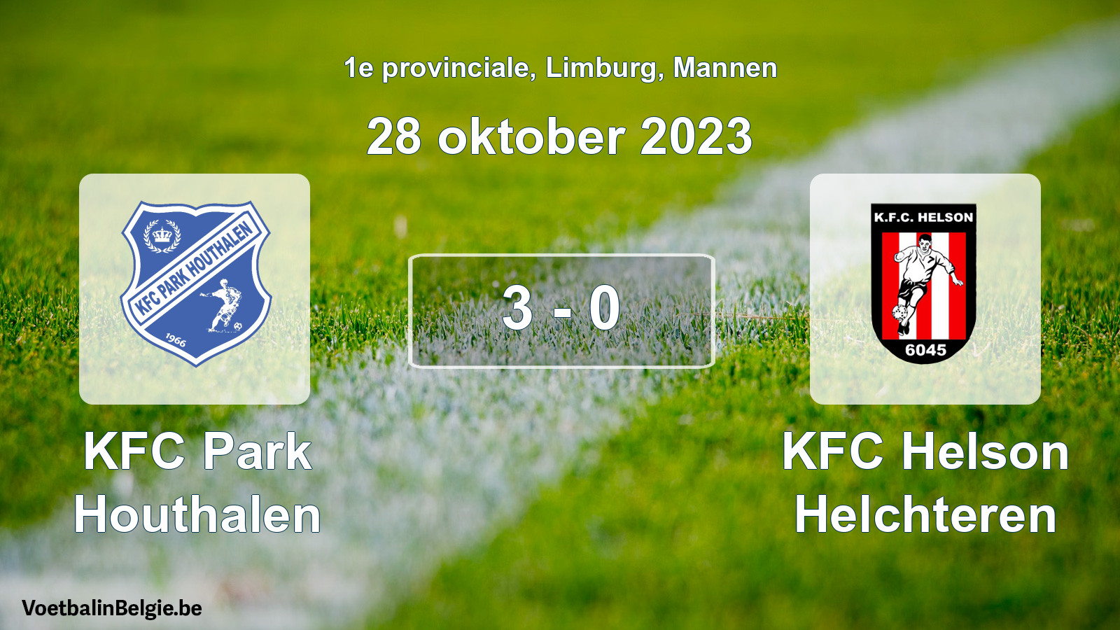 Gespeelde wedstrijd mannenvoetbal: KFC Park Houthalen - KFC Helson Helchteren 3 - 0 (28 oktober 2023)