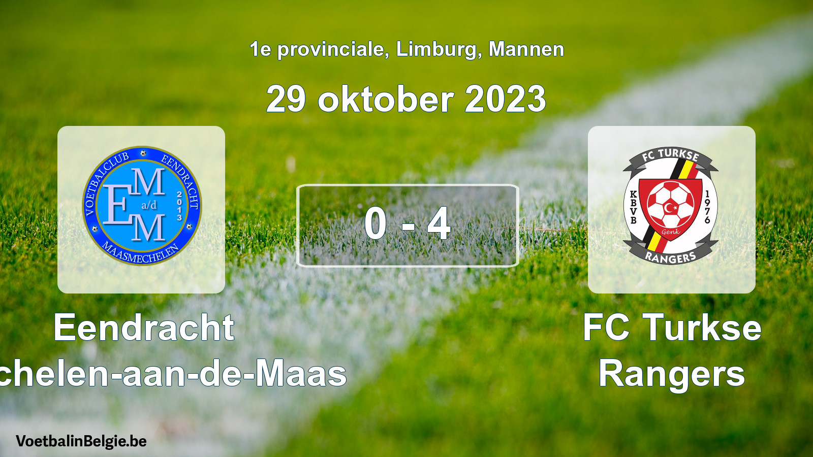 Gespeelde wedstrijd mannenvoetbal: Eendracht Mechelen-aan-de-Maas - FC Turkse Rangers 0 - 4 (29 oktober 2023)