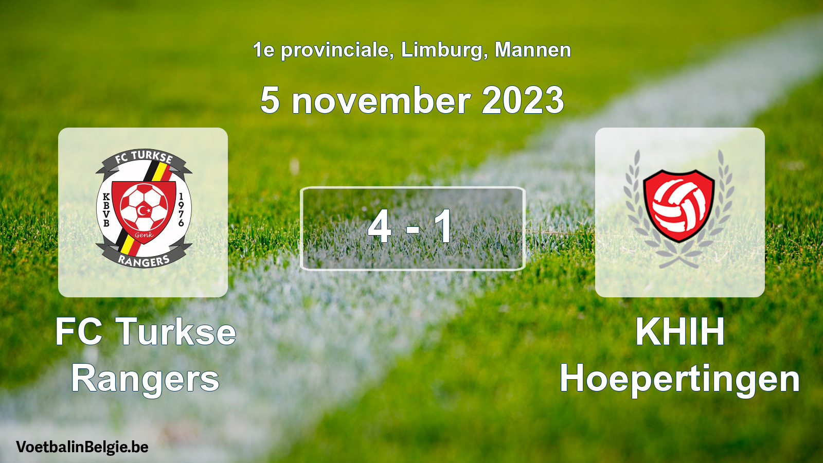 Gespeelde wedstrijd mannenvoetbal: FC Turkse Rangers - KHIH Hoepertingen 4 - 1 (5 november 2023)