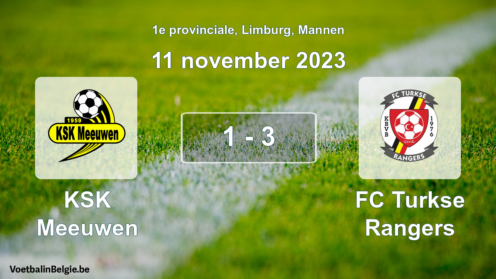 Gespeelde wedstrijd mannenvoetbal: KSK Meeuwen - FC Turkse Rangers 1 - 3 (11 november 2023)