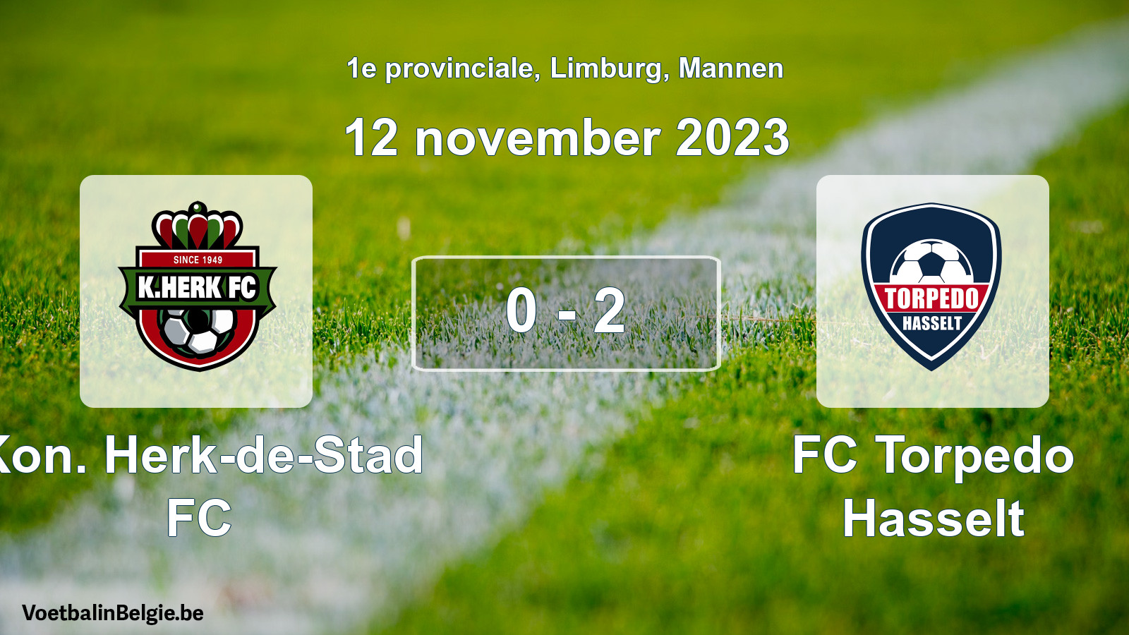 Gespeelde wedstrijd mannenvoetbal: Kon. Herk-de-Stad FC - FC Torpedo Hasselt 0 - 2 (12 november 2023)