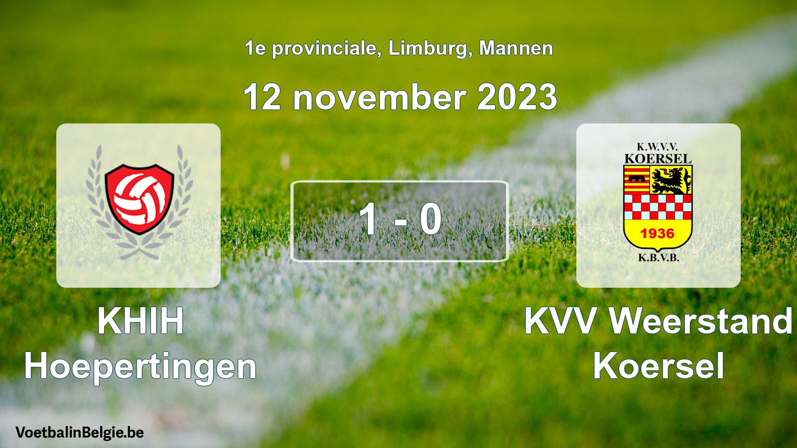 Gespeelde wedstrijd mannenvoetbal: KHIH Hoepertingen - KVV Weerstand Koersel 1 - 0 (12 november 2023)