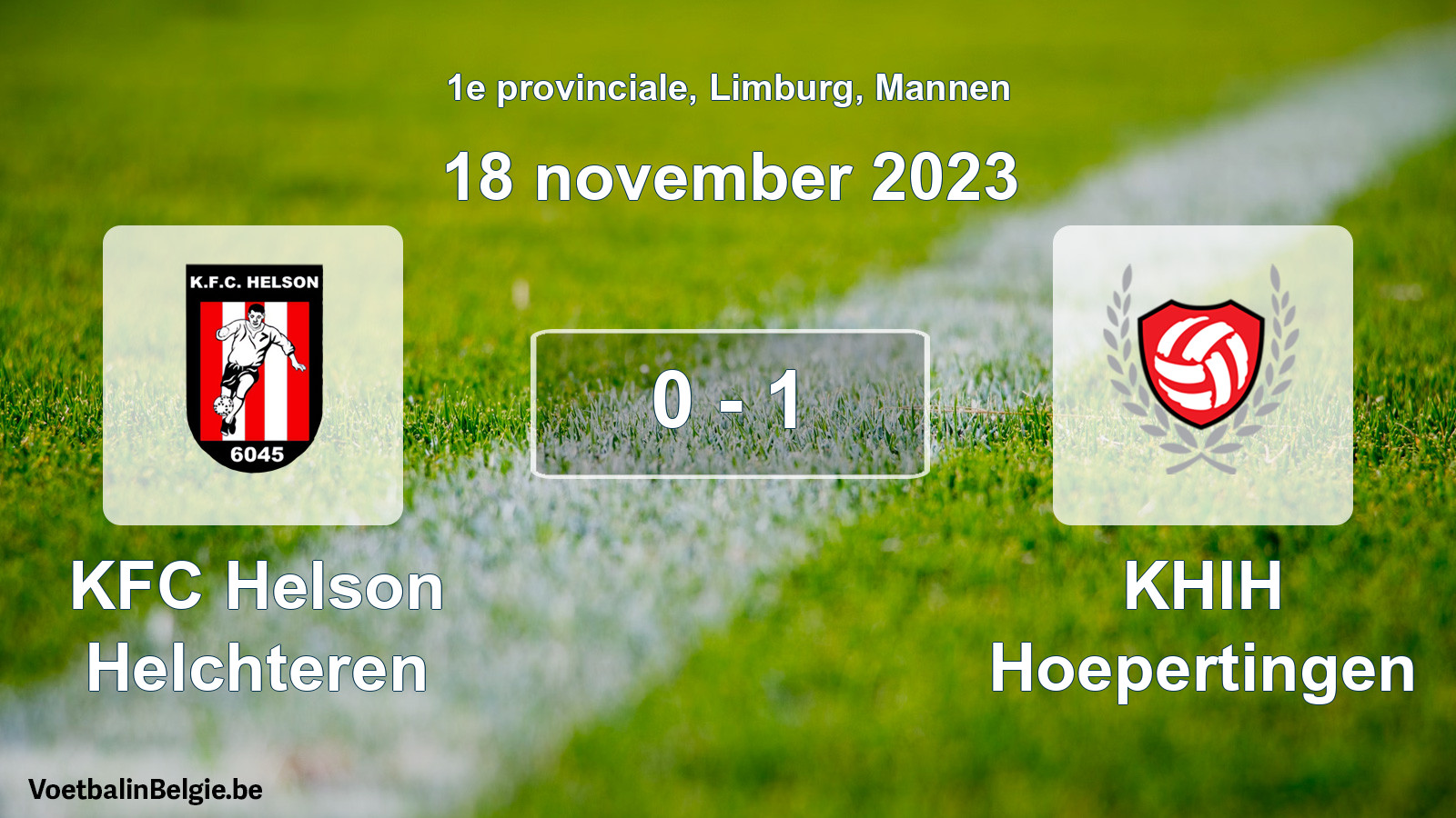 Gespeelde wedstrijd mannenvoetbal: KFC Helson Helchteren - KHIH Hoepertingen 0 - 1 (18 november 2023)