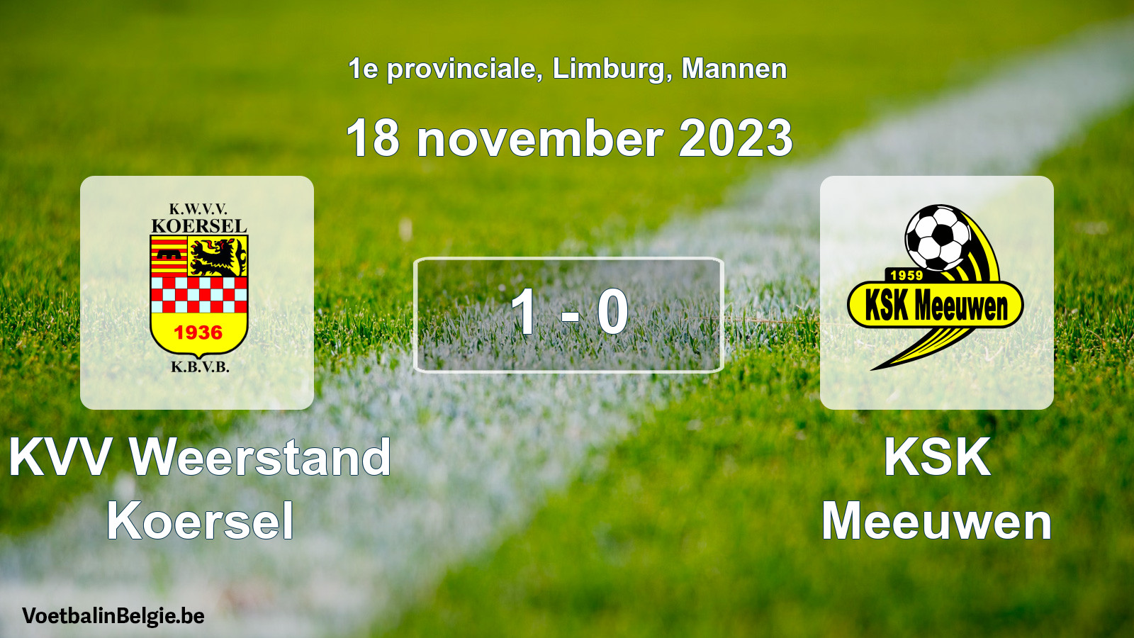 Gespeelde wedstrijd mannenvoetbal: KVV Weerstand Koersel - KSK Meeuwen 1 - 0 (18 november 2023)