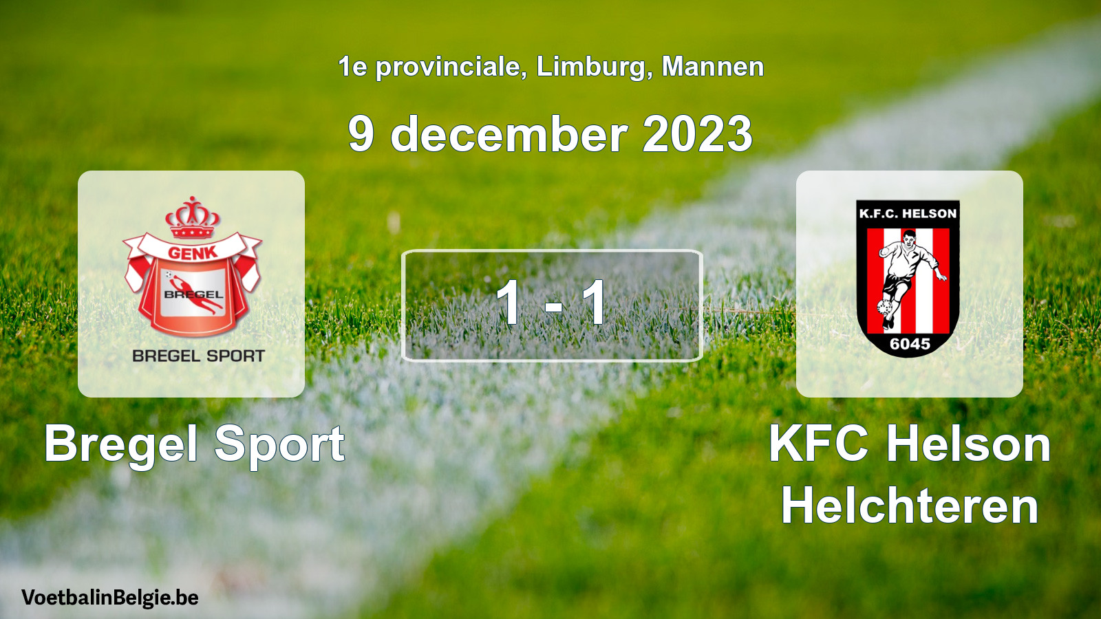 Gespeelde wedstrijd mannenvoetbal: Bregel Sport - KFC Helson Helchteren 1 - 1 (9 december 2023)