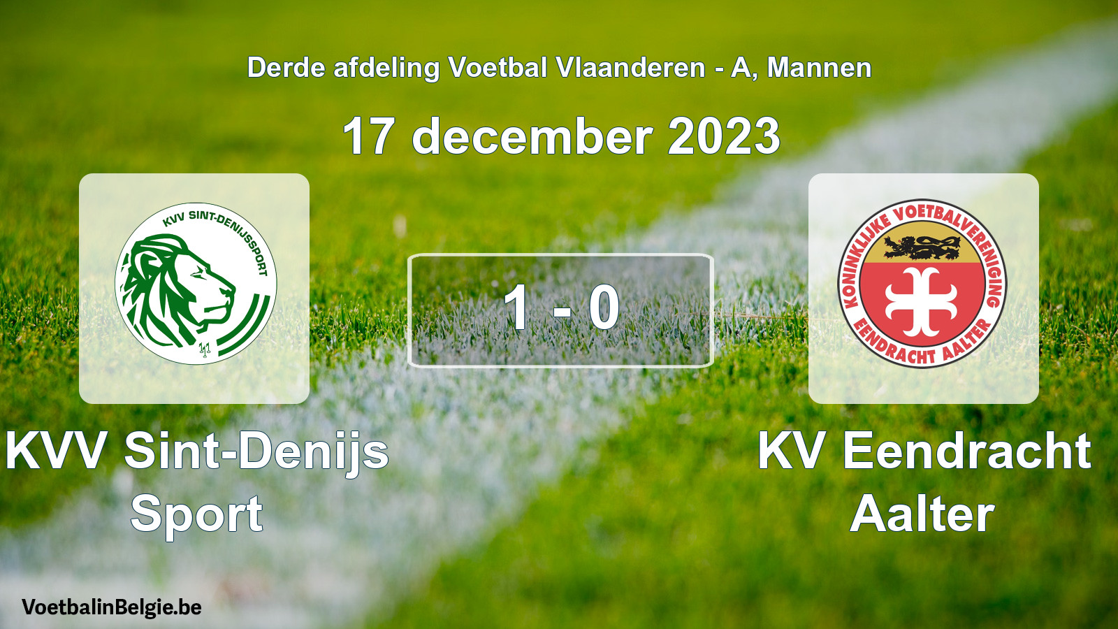 Gespeelde wedstrijd mannenvoetbal: KVV Sint-Denijs Sport - KV Eendracht Aalter 1 - 0 (17 december 2023)