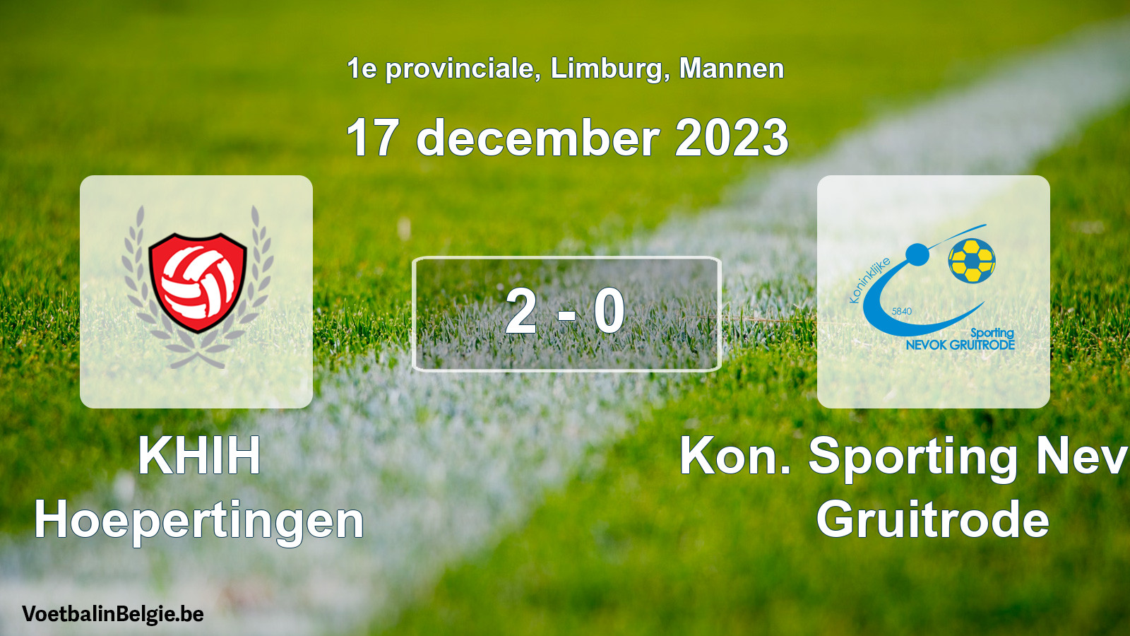 Gespeelde wedstrijd mannenvoetbal: KHIH Hoepertingen - Kon. Sporting Nevok Gruitrode 2 - 0 (17 december 2023)