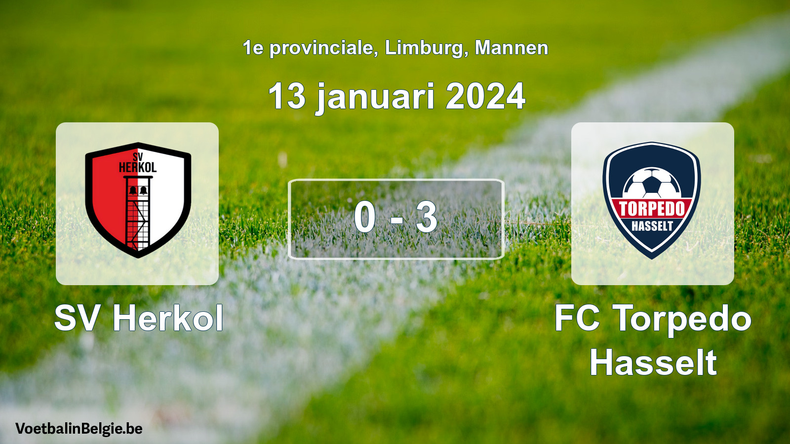 Gespeelde wedstrijd mannenvoetbal: SV Herkol - FC Torpedo Hasselt 0 - 3 (13 januari 2024)