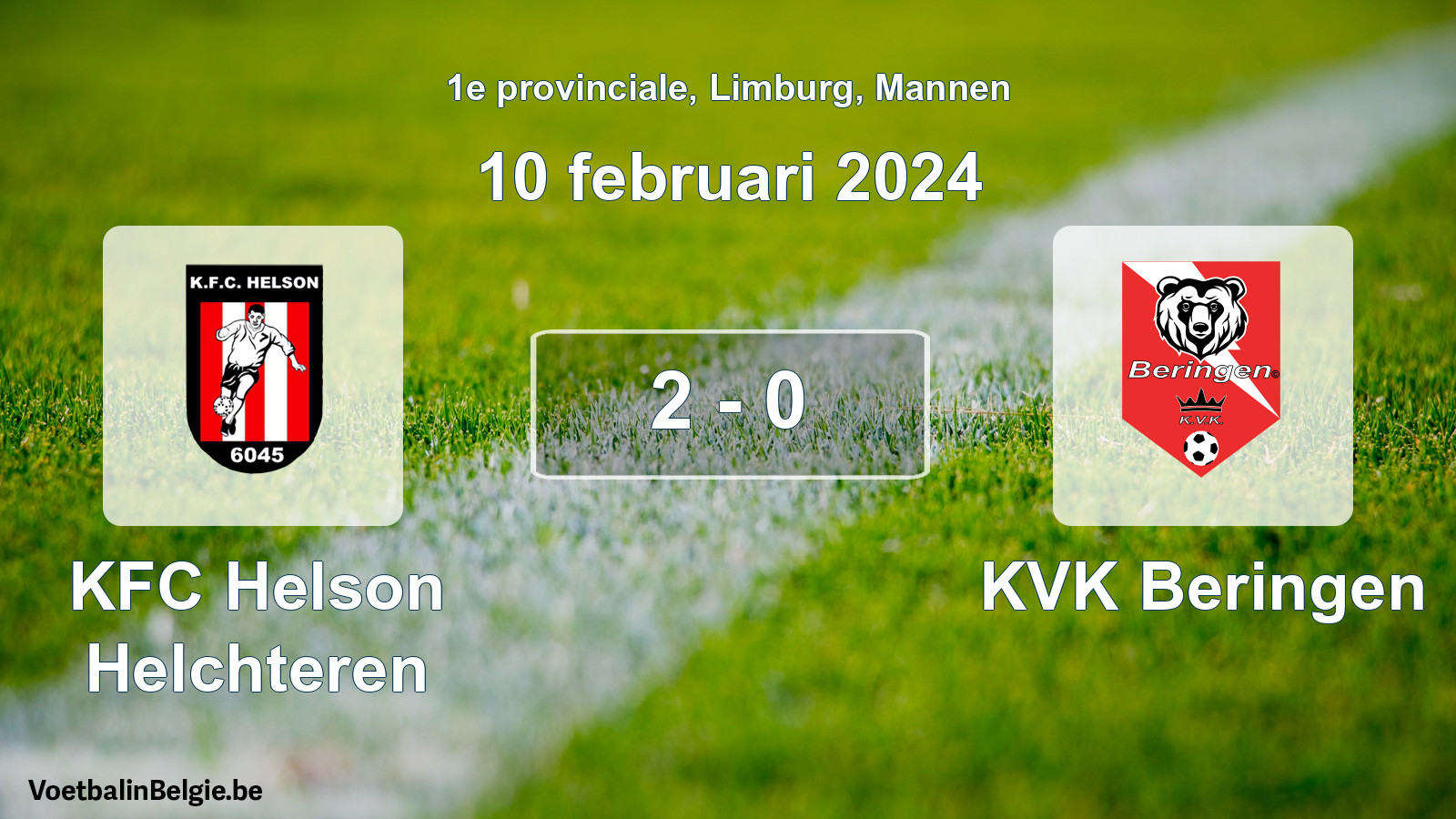 Gespeelde wedstrijd mannenvoetbal: KFC Helson Helchteren - KVK Beringen 2 - 0 (10 februari 2024)