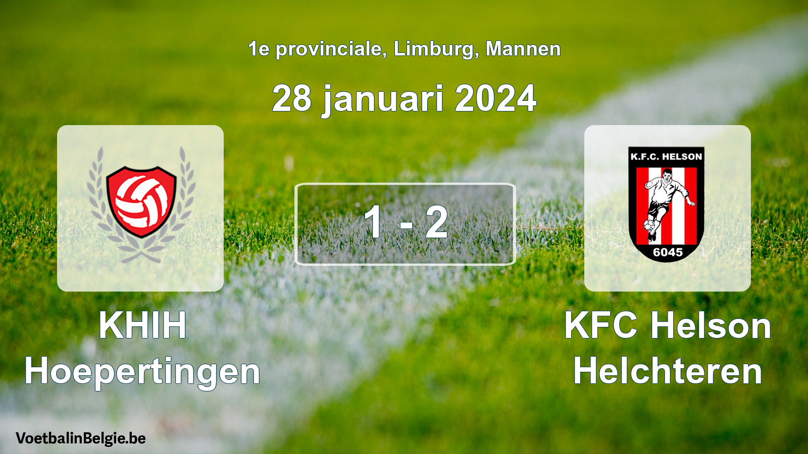 Gespeelde wedstrijd mannenvoetbal: KHIH Hoepertingen - KFC Helson Helchteren 1 - 2 (28 januari 2024)
