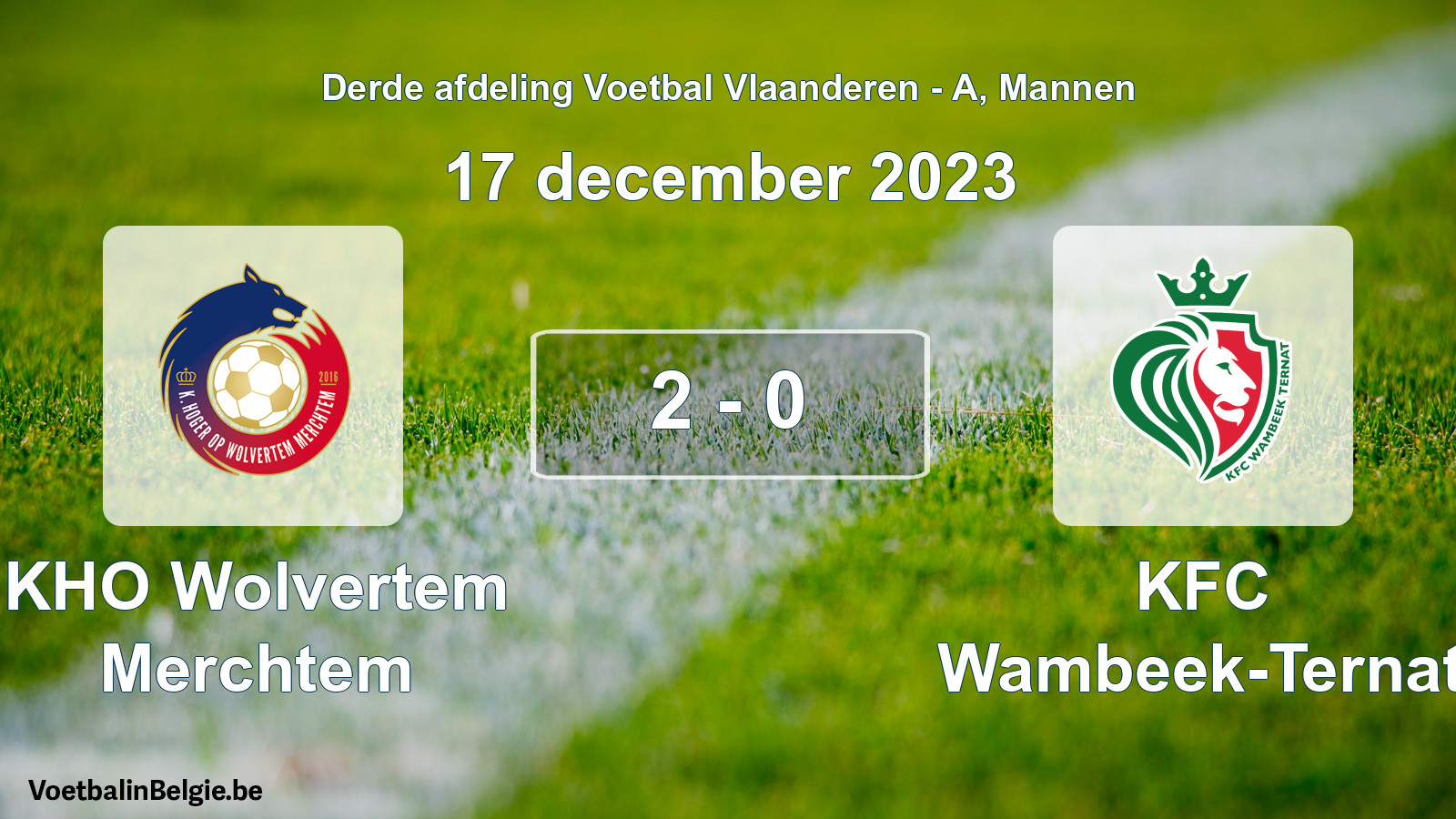 Gespeelde wedstrijd mannenvoetbal: KHO Wolvertem Merchtem - KFC Wambeek-Ternat 2 - 0 (17 december 2023)