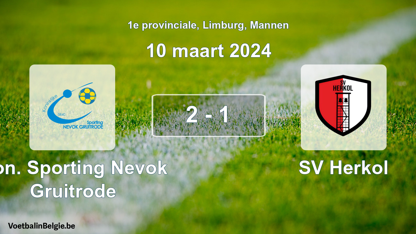 Gespeelde wedstrijd mannenvoetbal: Kon. Sporting Nevok Gruitrode - SV Herkol 2 - 1 (10 maart 2024)